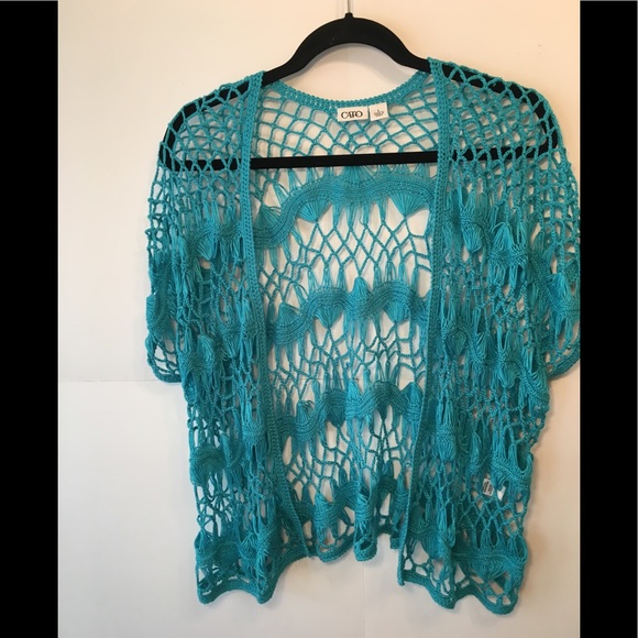 Cato Tops - Crochet vest by Cato’s size L turquoise